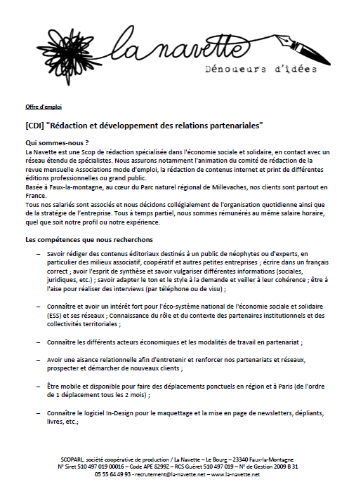 La Navette recrute